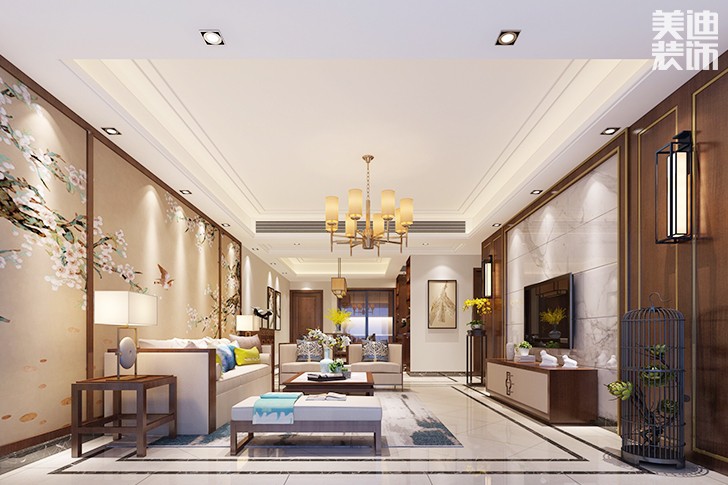 君悅天下新中式裝修案例圖--客廳