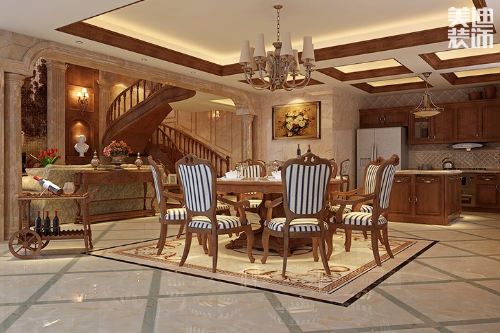 洞天一品美式風格裝修案例圖--餐廳