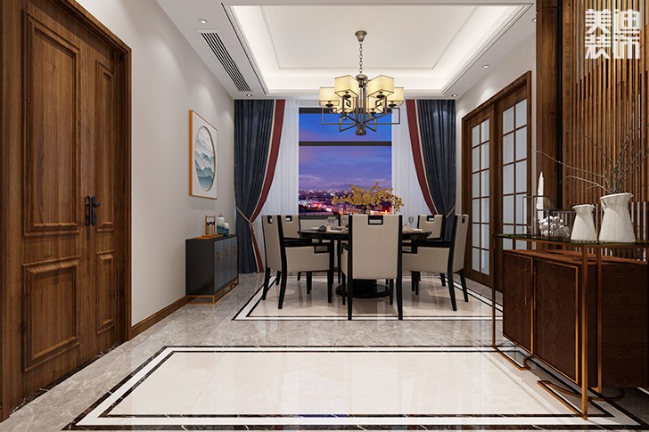 電力新村260㎡新中式裝修效果圖--餐廳