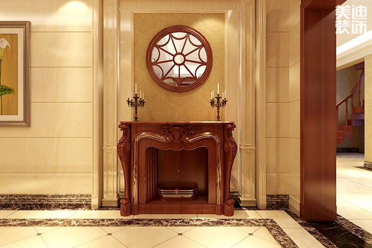 恒大華府復(fù)式樓200平新中式效果圖--門廳02