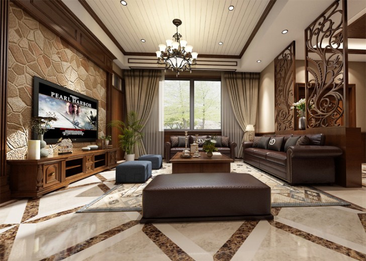 醴陵自建別墅240平方米歐式古典效果圖展示-客廳