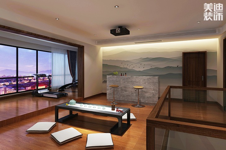 電力新村260㎡新中式裝修效果圖--茶室