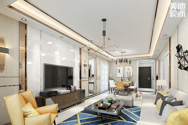 銀河新苑現(xiàn)代簡約裝修效果圖--客廳