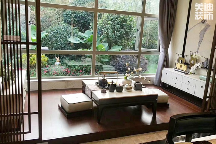 梓湖觀邸120㎡新中式裝修效果圖-茶室