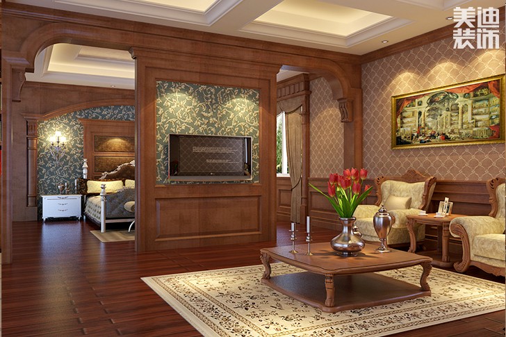 洞天一品美式風格裝修案例圖--客廳
