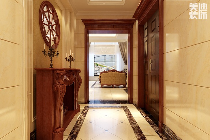 恒大華府復(fù)式樓200平新中式效果圖--門廳01
