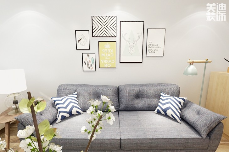 乾源國際96平米北歐風(fēng)案例效果圖--客廳