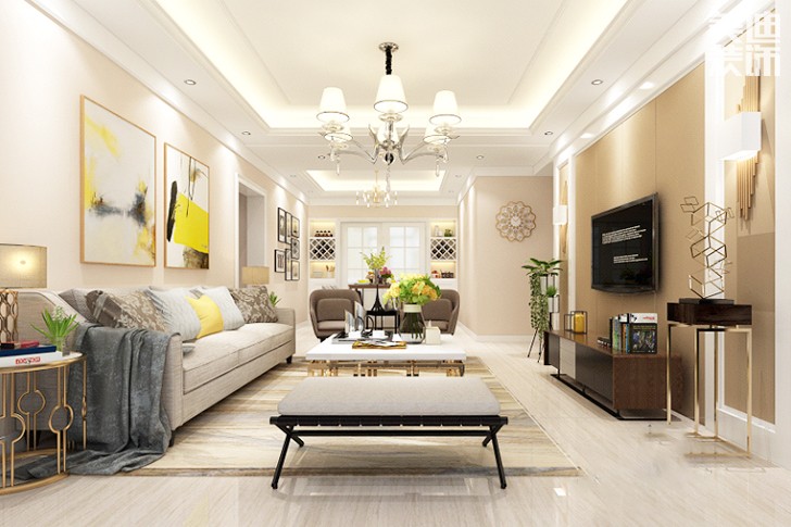 君悅天下現(xiàn)代輕奢裝修案例圖--客廳