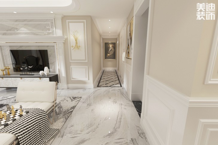 八方小區(qū)160平米現(xiàn)代美式輕奢風(fēng)格案例圖--過(guò)道