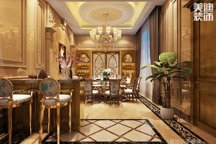 水映加州歐式風(fēng)格裝修案例圖--餐廳
