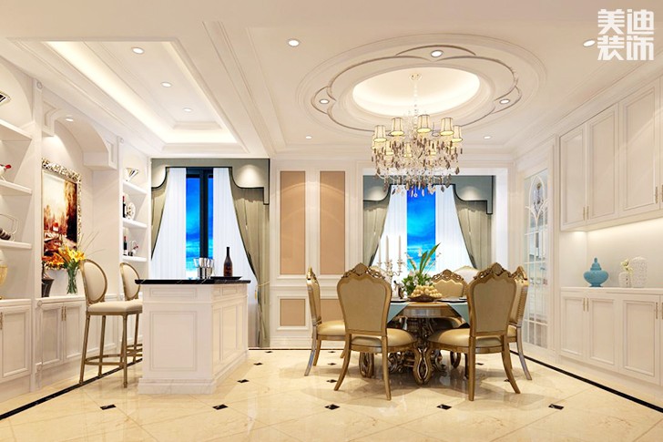 金茂梅溪湖136平方歐式風格案例效果圖格--餐廳