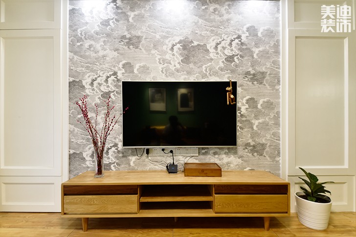 保利香檳國際88平米美式混搭風實景圖--背景墻