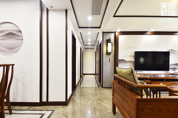 八方小區(qū)160平米新中式風(fēng)實(shí)景圖--過道