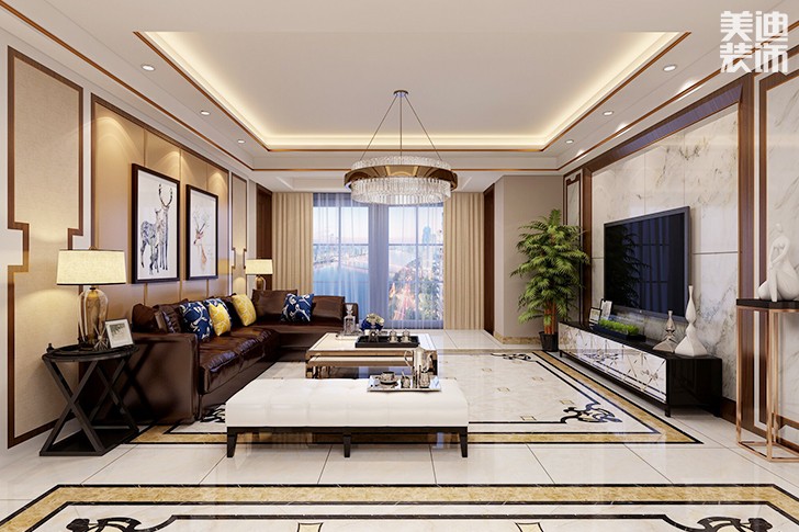 湘江一號180平米后現(xiàn)代風(fēng)格實景圖-客廳