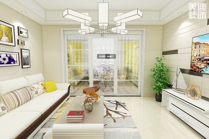 碧桂園.十里江灣120平方現(xiàn)代風格案例效果圖-客廳