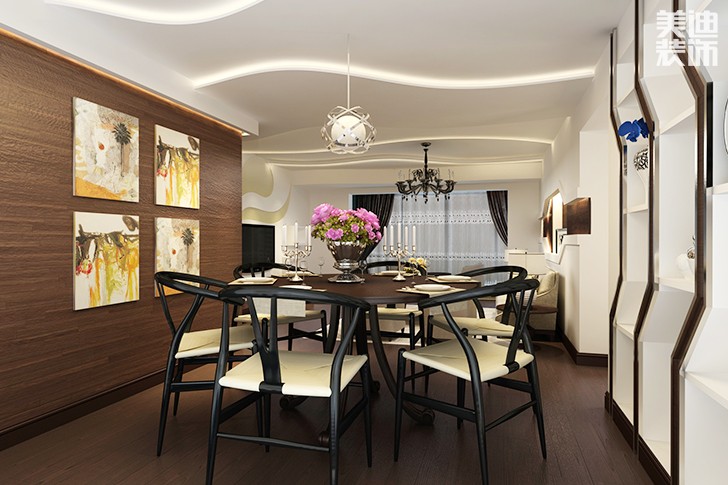 中天楓景172平簡約裝修案例圖--餐廳