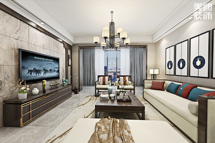 南坪花苑110平現(xiàn)代裝修案例圖--客廳