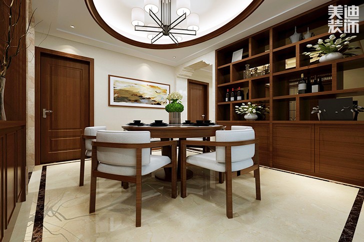 金鐘·時代城135平米中式風(fēng)格案例效果圖-餐廳
