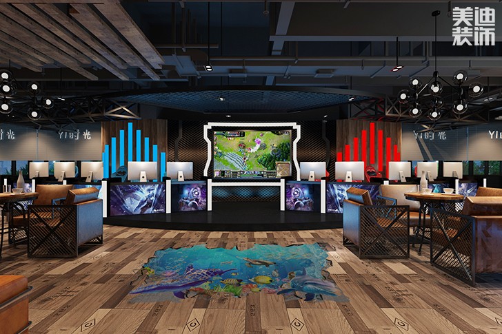 長沙yi時(shí)光網(wǎng)咖550平米工業(yè)風(fēng)案例圖--進(jìn)門視角