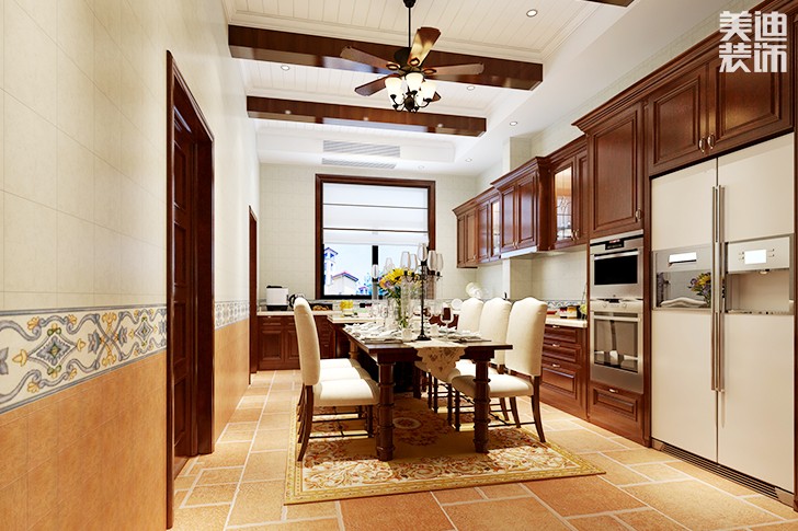 岳陽美濃小鎮(zhèn)300平別墅歐式裝修風(fēng)格效果圖--餐廳