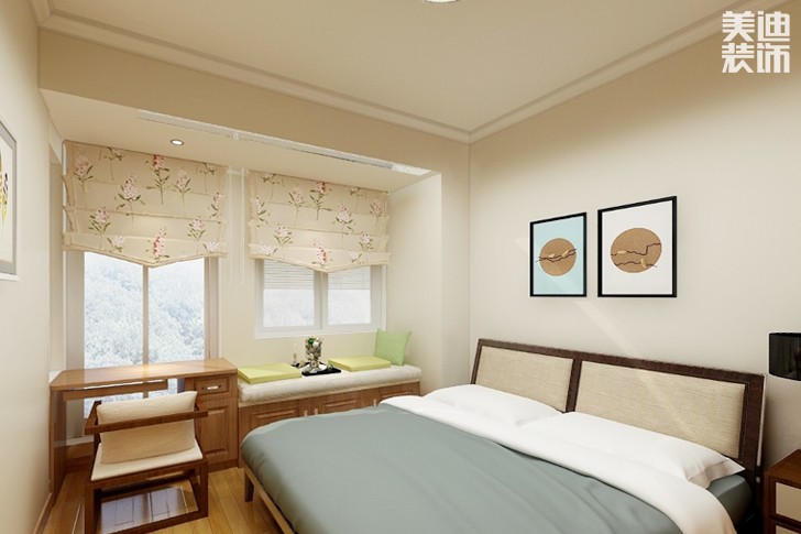 金裕莊園120平米新中式風(fēng)格裝修效果圖--次臥