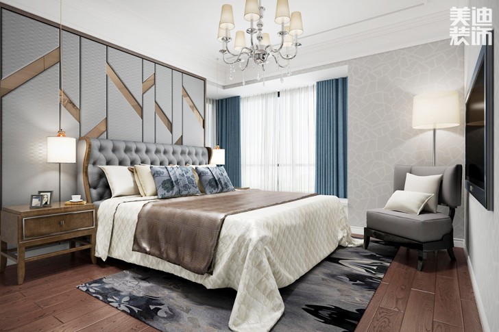 洞庭湖國際公館200平現(xiàn)代簡約風(fēng)格裝修效果圖--臥室
