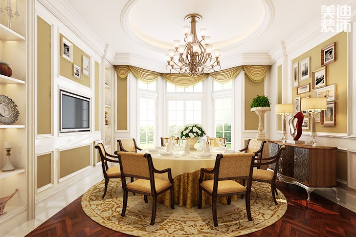 國(guó)際公館歐式風(fēng)格420平米裝修效果圖--餐廳