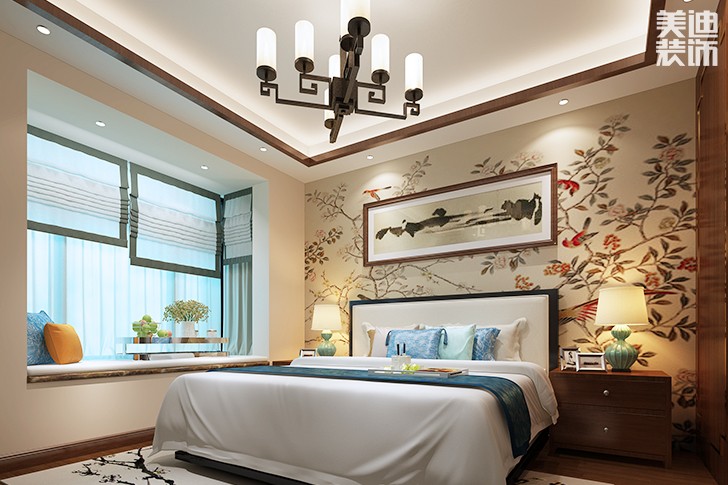 中央新城200平米新中式風(fēng)格效果圖--臥室