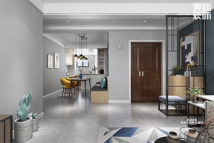 五礦·萬(wàn)境水岸120㎡北歐風(fēng)格裝修效果圖--餐廳