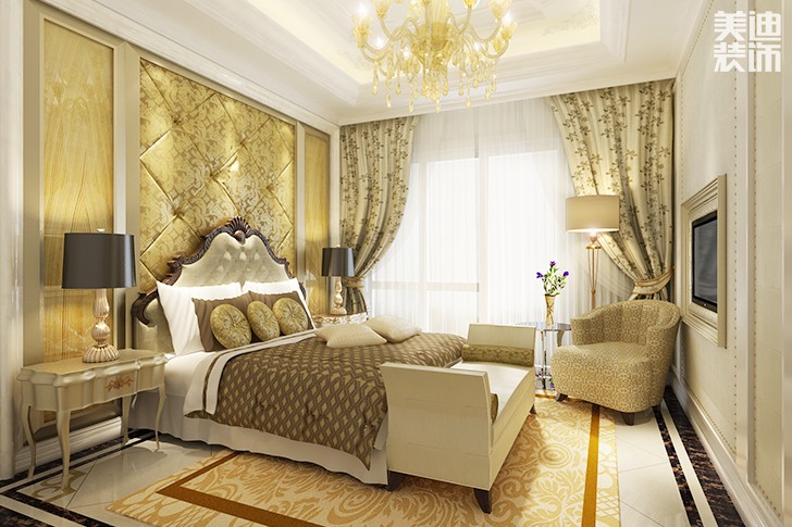 國(guó)際公館歐式風(fēng)格420平米裝修效果圖--臥室