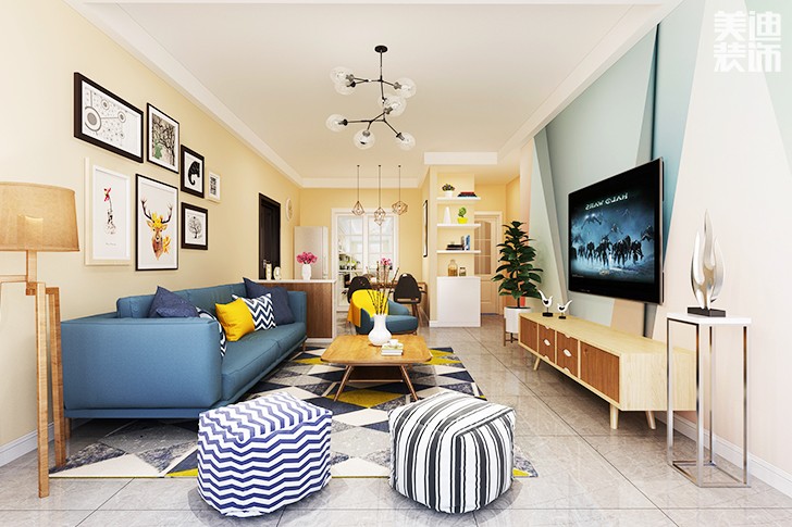 愿景國(guó)際110㎡北歐效果圖--客廳