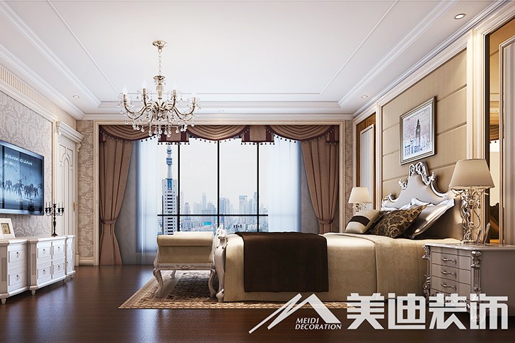 	岳陽縣私人別墅400平歐式裝修風(fēng)格--三樓主臥室