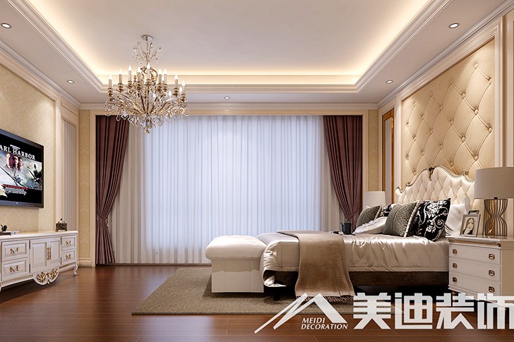 	岳陽縣私人別墅400平歐式裝修風(fēng)格--三樓主臥室1