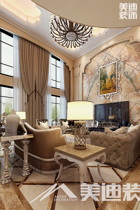 	岳陽縣私人別墅400平歐式裝修風(fēng)格--一樓客廳