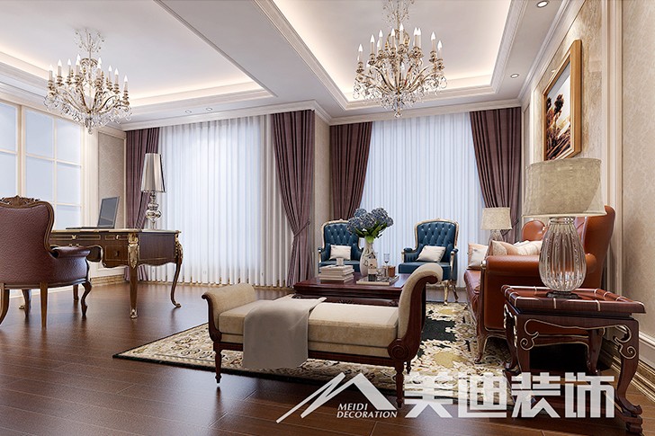 	岳陽縣私人別墅400平歐式裝修風(fēng)格--三樓書房