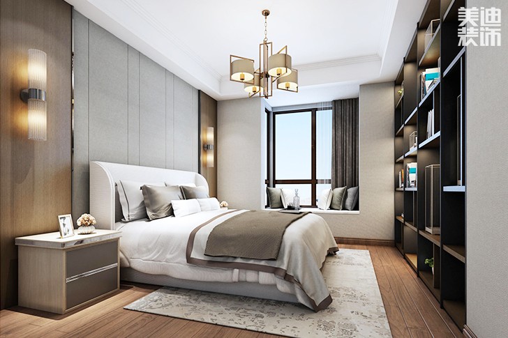 南湖一號140平現(xiàn)代簡約裝修效果圖--主臥室