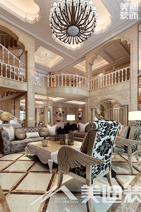 	岳陽縣私人別墅400平歐式裝修風(fēng)格--一樓客廳1