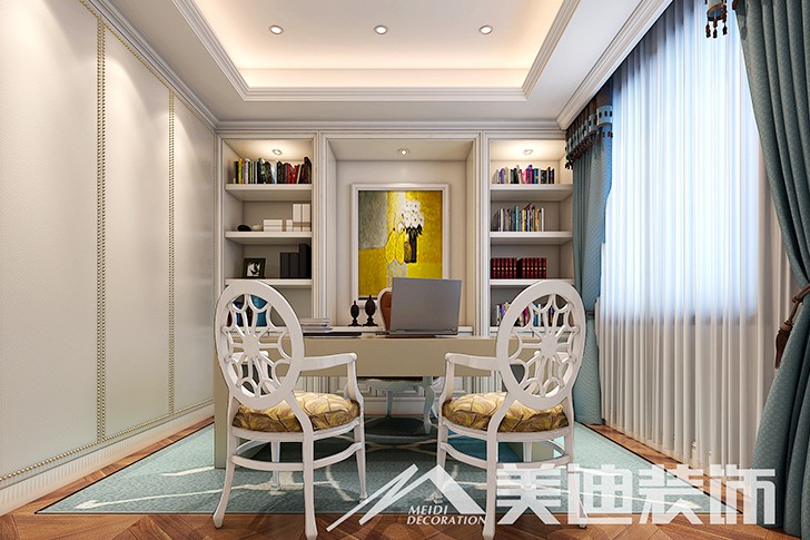 	岳陽縣私人別墅400平歐式裝修風(fēng)格--二樓男孩房書房