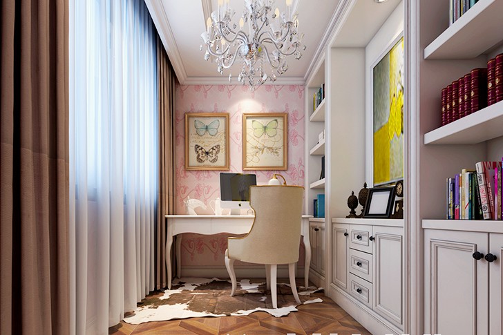	岳陽縣私人別墅400平歐式裝修風(fēng)格--二樓女孩房書房