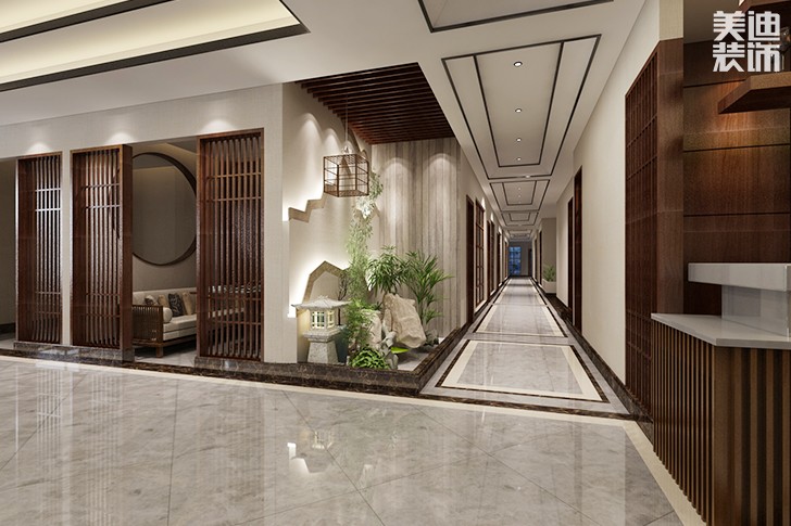 西維咖啡慕茗緣店1800平米新中式風(fēng)格效果圖--過道