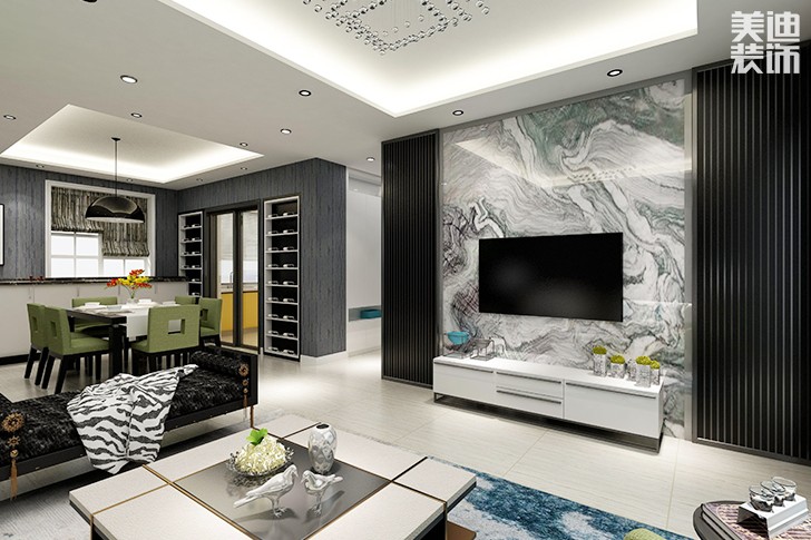 名門世家120平方現(xiàn)代風(fēng)格案例裝修效果圖-客廳