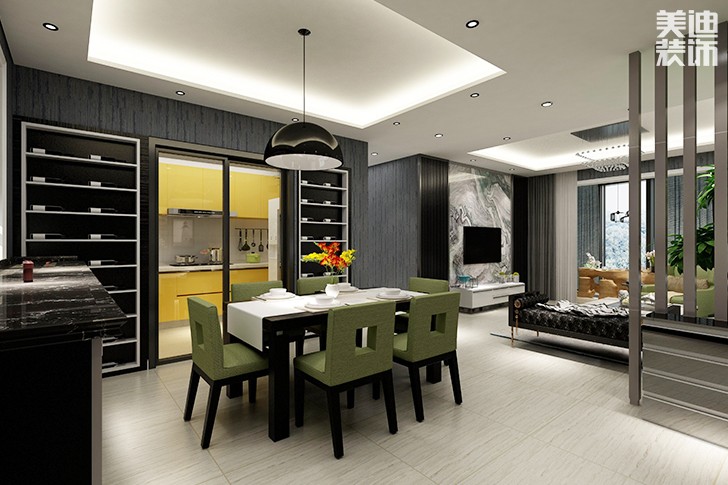 名門世家120平方現(xiàn)代風(fēng)格案例裝修效果圖-餐廳