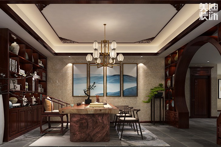 浯溪御園425平中式風(fēng)格裝修案例圖--茶室