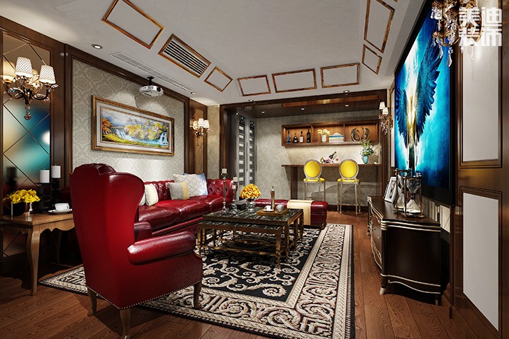 加州小鎮(zhèn)325平美式風(fēng)格裝修案例圖--音影房