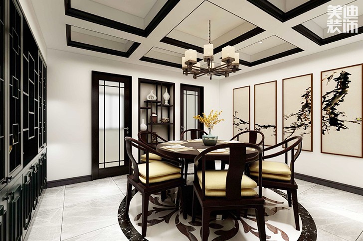 東都怡景128平米新中式風格案例效果圖--餐廳