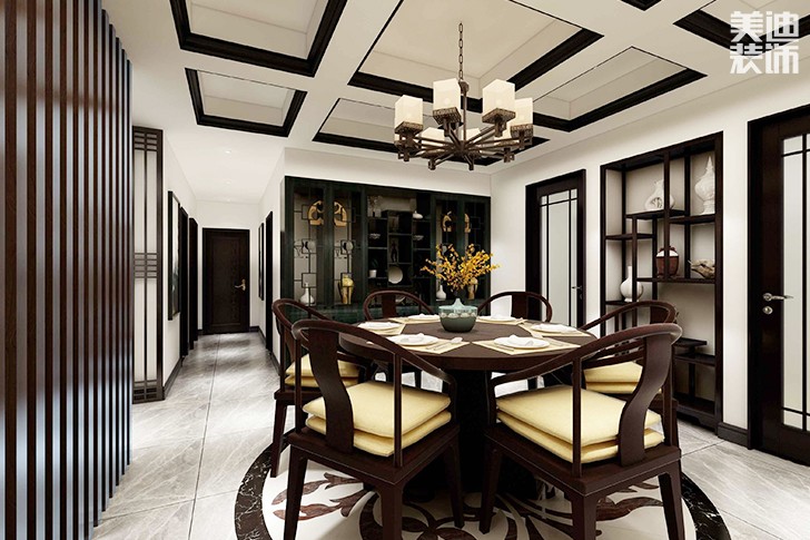 東都怡景128平米新中式風格案例效果圖--餐廳