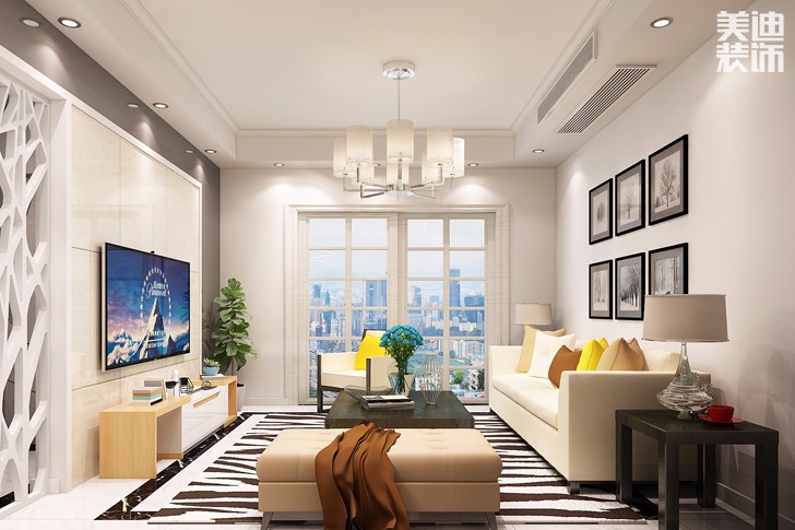 理想家園98平現(xiàn)代風(fēng)格裝修效果圖--客廳