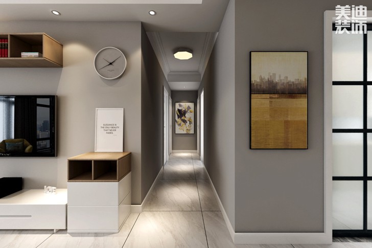 梅溪湖金茂悅115平米北歐風(fēng)格裝修效果圖--過(guò)道