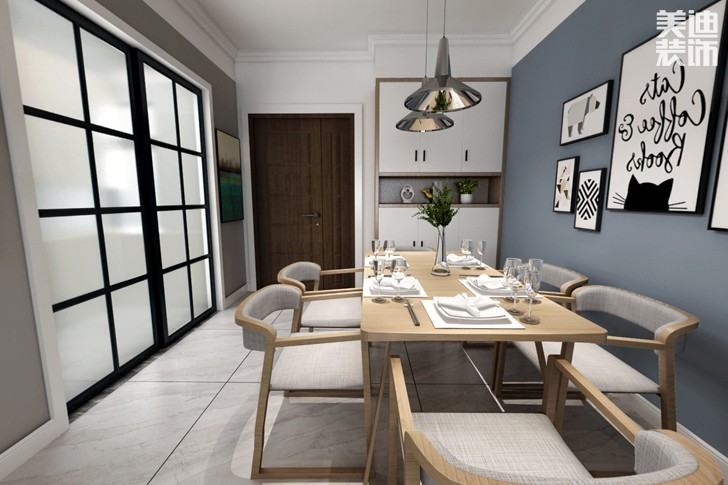 梅溪湖金茂悅115平米北歐風(fēng)格裝修效果圖--餐廳