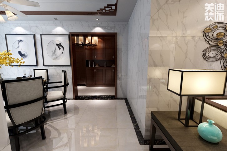 金地自在城120平米新中式風格裝修效果圖--餐廳